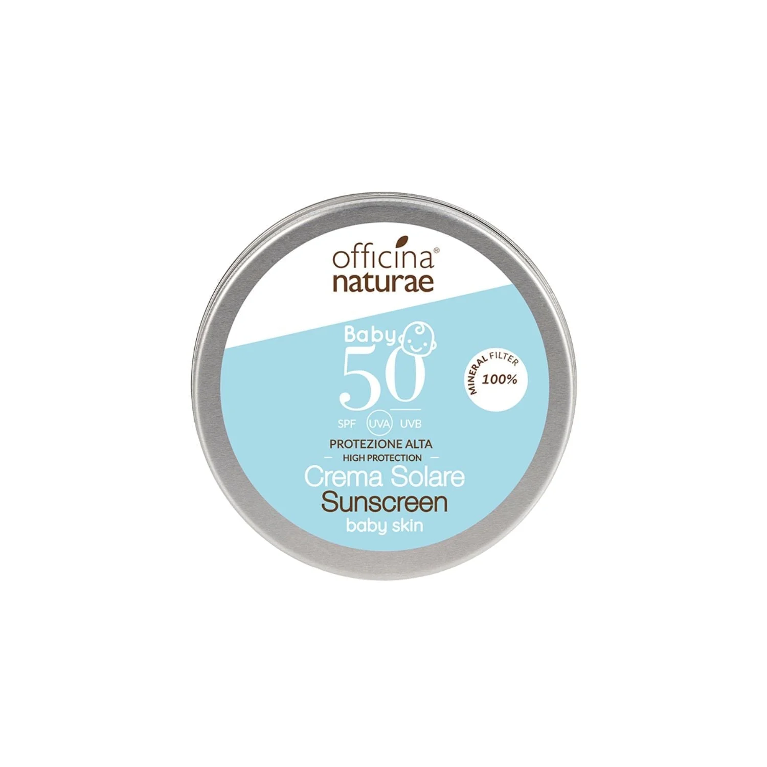 Officina Naturae Fényvédő krém gyermekeknek és érzékeny bőrre SPF 50, fém tégelyben (75 ml) - illatmentes