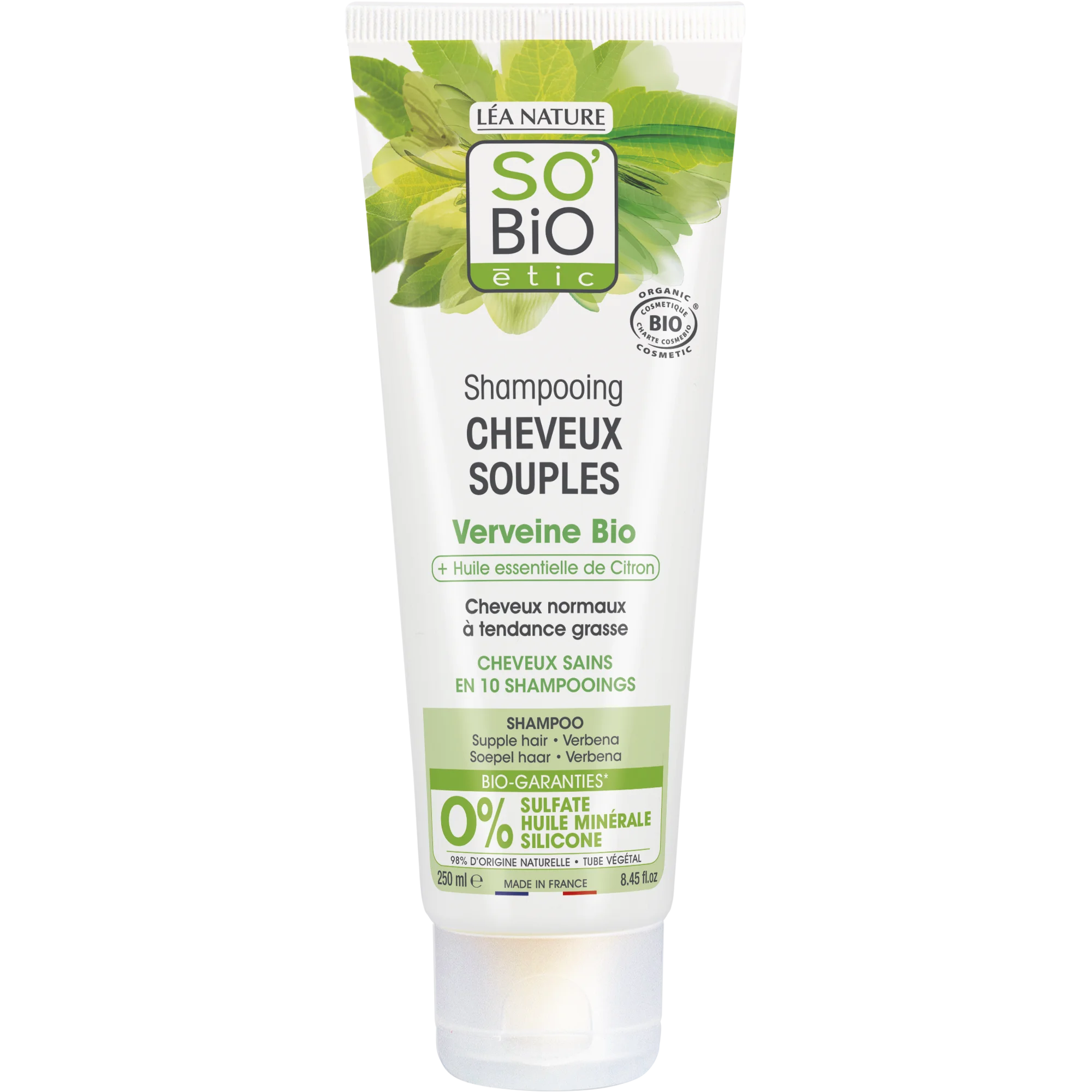 SO’BiO étic Gyengéd verbéna-citrom BIO sampon (250 ml) - ideális zsíros hajra