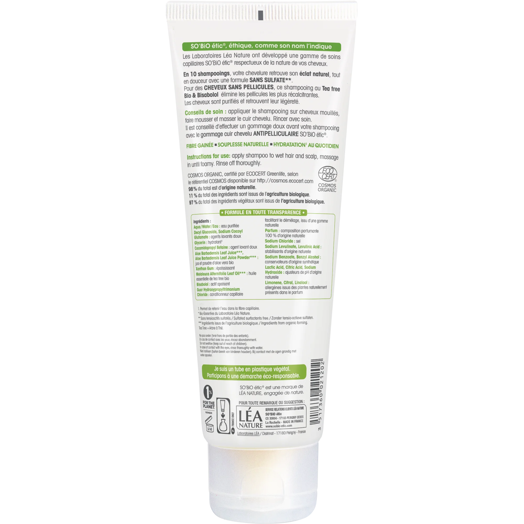 SO’BiO étic Korpásodás elleni sampon teafaolajjal és bisabolollal BIO (250 ml) - aloe vera levével