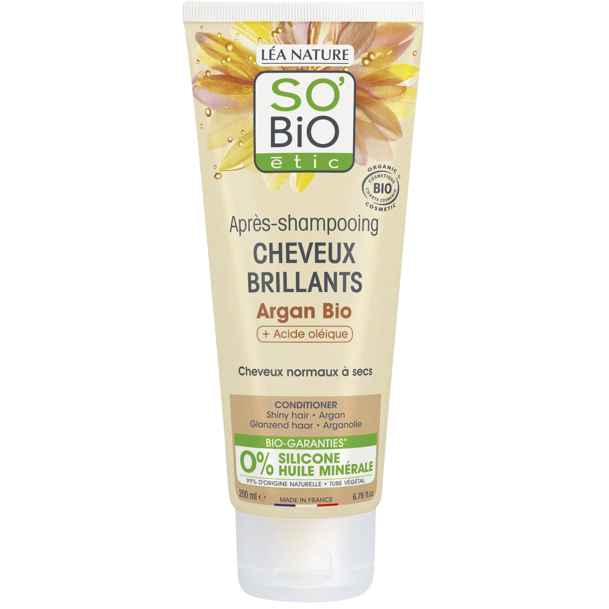 SO’BiO étic Fényesítő argán kondicionáló - normál és száraz hajra BIO (200 ml) - a hajat fényessé és puhává teszi