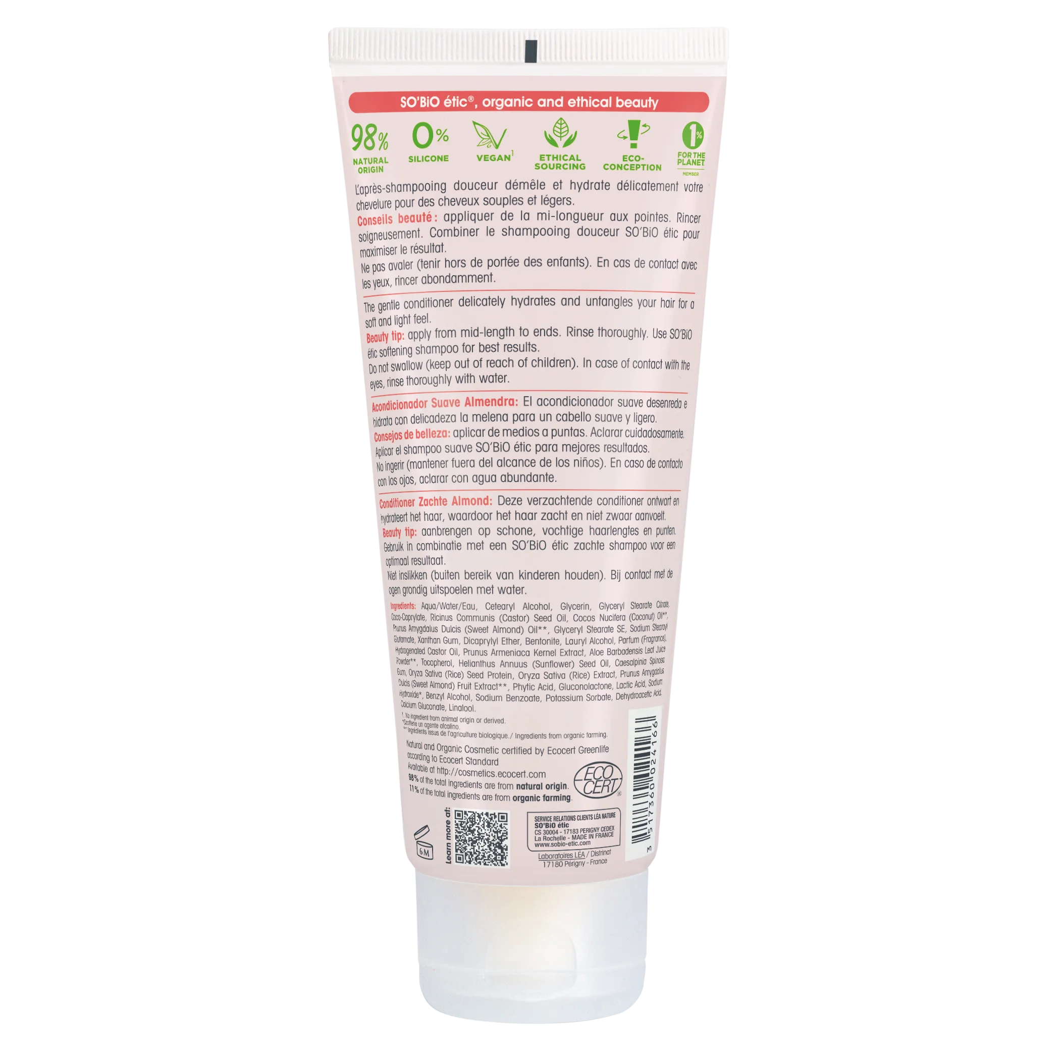 SO’BiO étic Hajkondicionáló mandulatejjel és BIO rizsfehérjékkel (200 ml) - minden hajtípusra
