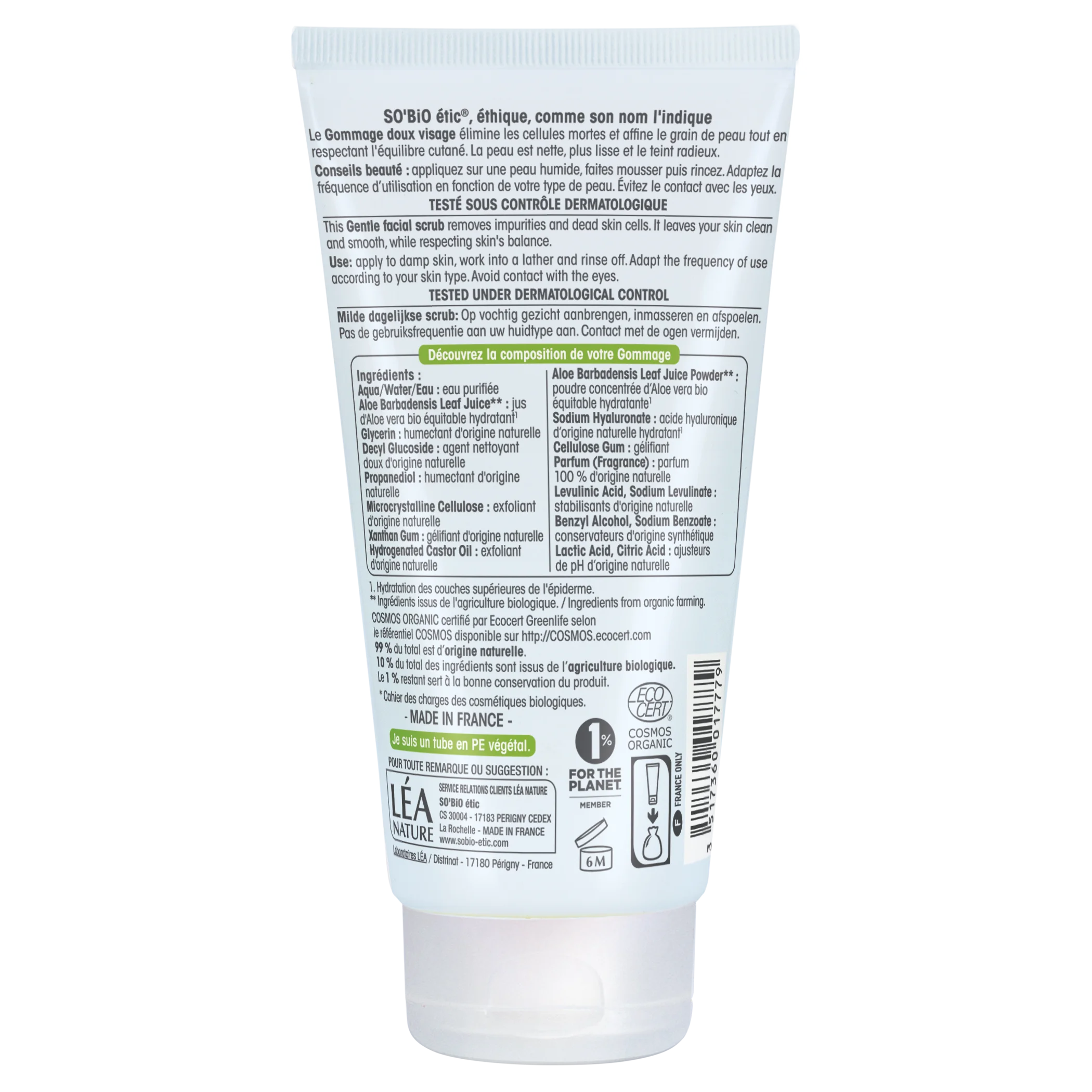 SO’BiO étic Gyengéd, gyakori használatra alkalmas, hidratáló BIO Aloe vera hámlasztó (150 ml) - hialuronsavval