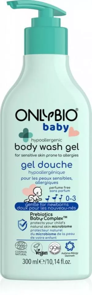 OnlyBio Hipoallergén babafürdető (300 ml) - allergiásoknak és atópiásoknak is alkalmas.