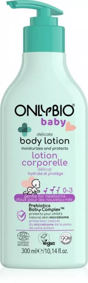 OnlyBio Kímélő testtej gyermekeknek (300 ml) - újszülötteknek és nagyobb gyermekeknek.